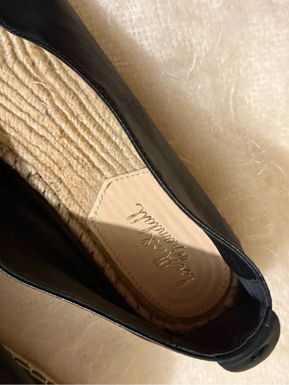 Loeffler Randall Black Leather Slip-On Espadrille Flats